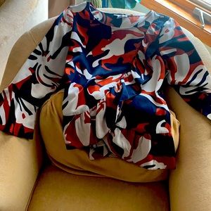 Multi colored navy blue blouse